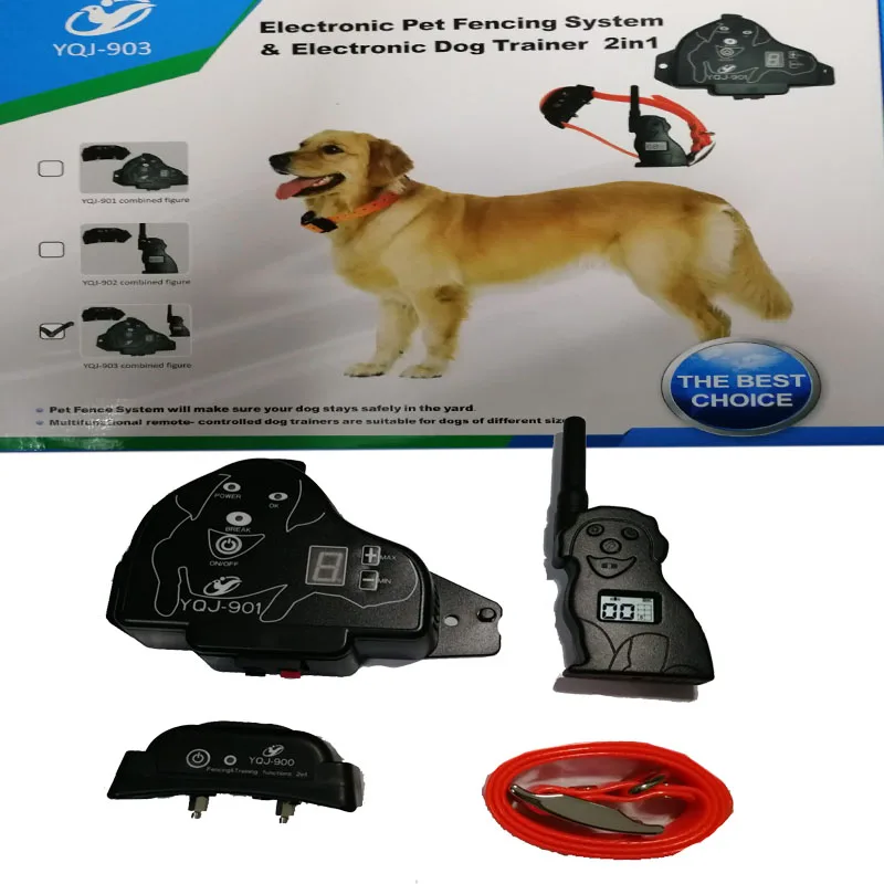 2 in 1 Rechargeable 500m Remote Electronic Dog Training Collar With Electronic Dog Fence Set