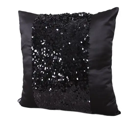 

satin fabric beads cushion cover pillow case luxury black pillow cover home decor