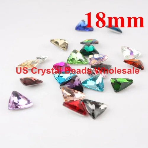 Free shipping! Wholesale 18mm 50pcs/pack 4727 triangle shape crystal fancy stone glass bling multi mixed colour F3518