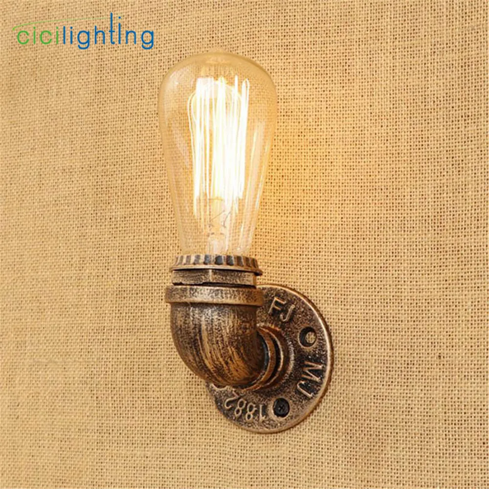 Steampunk Loft Pipe Retro Wall Lamp Black Brown Bronze Silver Pipe Wall Lighting cicilighting