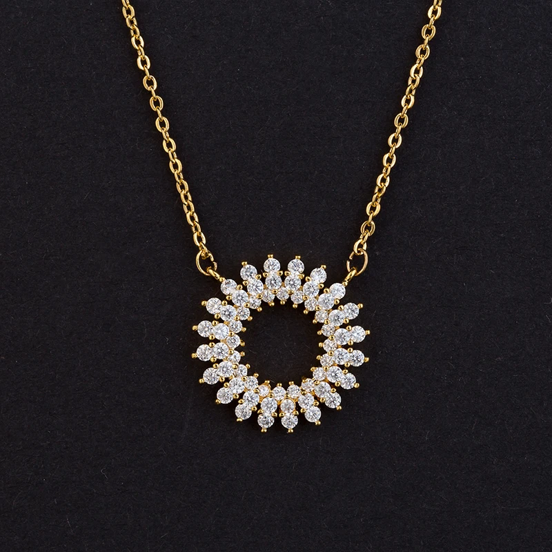 Hadiyana Gorgeous Fashion Bridal Engagement Wedding Jewelry Shiny Round Lady AAA Zircon Earrings Pendant Set Party Gifts TZ8098