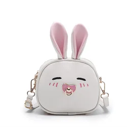 Mini sac à main en cuir PU pour enfants, sac à bandoulière en forme de lapin de dessin animé, sac d'argent pour femmes, pochette Carteira Feminina pour bébés filles