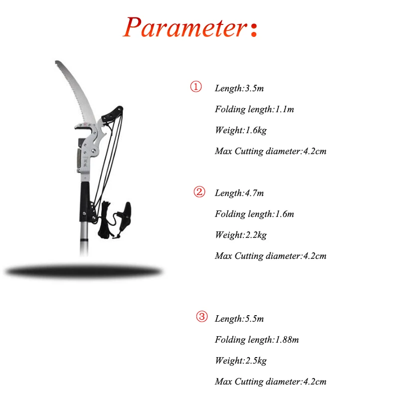 TelescopicกรรไกรความสูงสูงPruning Shears 4.2ซม.เส้นผ่าศูนย์กลางตัดกรรไกรเครื่องมือสำหรับต้นไม้
