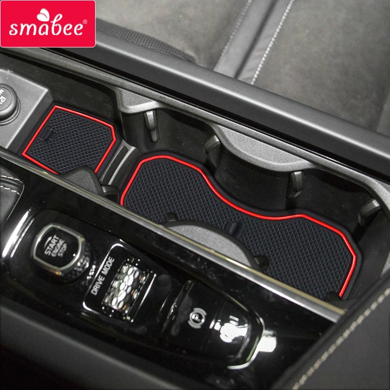 Smabee Car Anti-Slip Gate Slot Mat for VOLVO XC60 2018 2019 2020 Interior Accessories Cup Holder Non-Slip Mats Coaster Door Pad