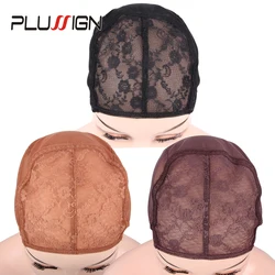 Plussig-Cap Peruca para Fazer Cabelo, Rede Adesiva para Peruca, Preto, Marrom, Loiro, Double Lace Net, XL, L, M, S, 4 Tamanho, Novo