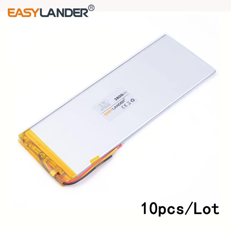 

10pcs /Lot 3- line 3800mAh 3570155 3.7V lithium Li ion polymer rechargeable battery use Tablet video game Power bank PAD DVD