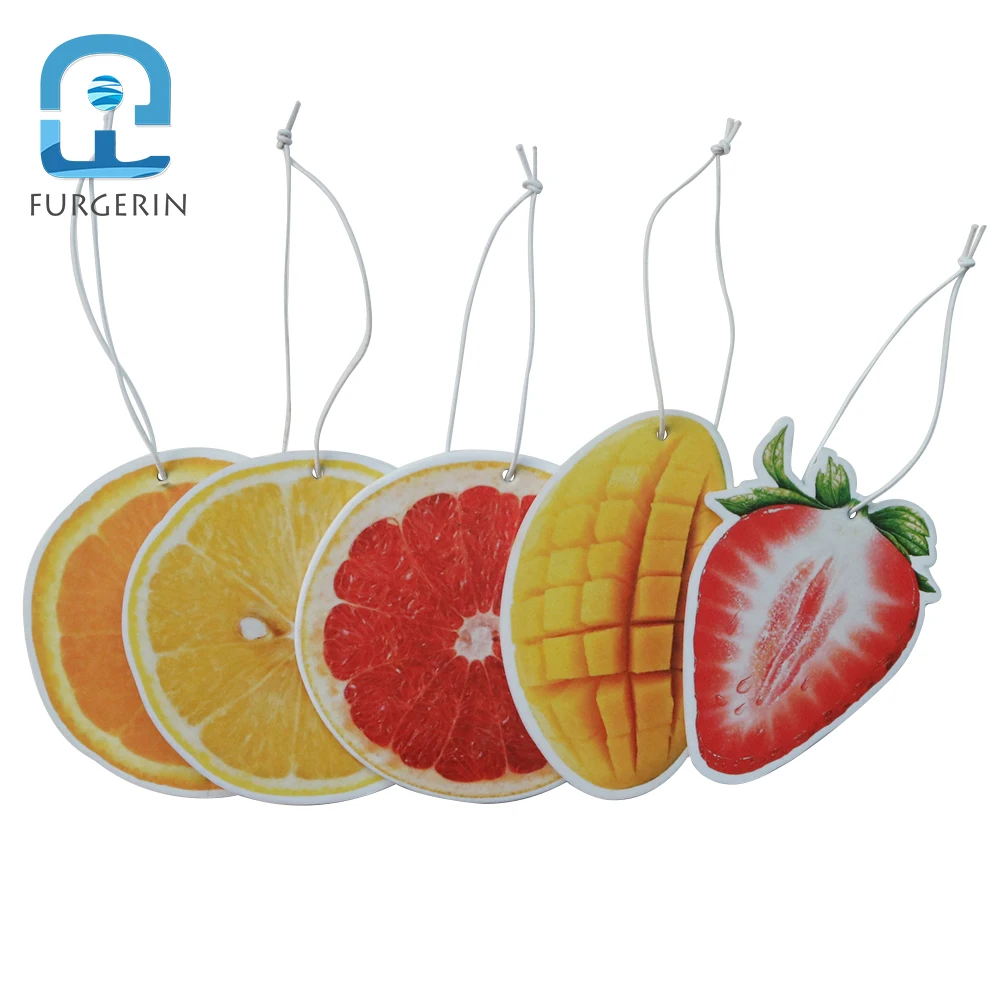 Paper Car Air Freshener, Hanging Fruit Scents, Home Perfume, Lemon, Grapefruit, Orange, Strawberry, Mango