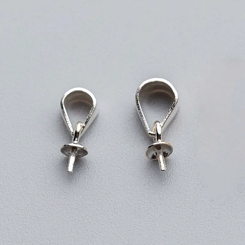 4pcs Genuine Real Pure Solid 925 Sterling Plain Silver Bead Cap Connectors For Pendants Base Cap Jewelry Findings Wholesale