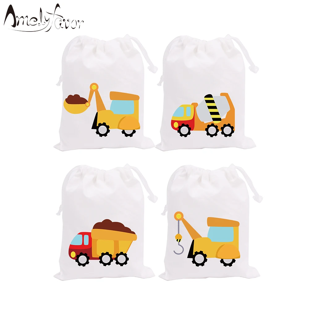 Construction Trucks Theme Party Bags Candy Bags Gift Bags Digger Series 3 Decorations Birthday Event Party Container Supplies