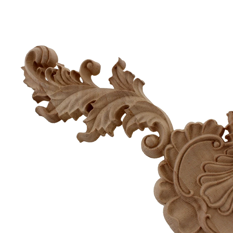 VZLX Flower Wood Carving Appliques Furniture Cabinet Unpainted Wooden Mouldings Decal Decorative Figurine Home Decoration Decor