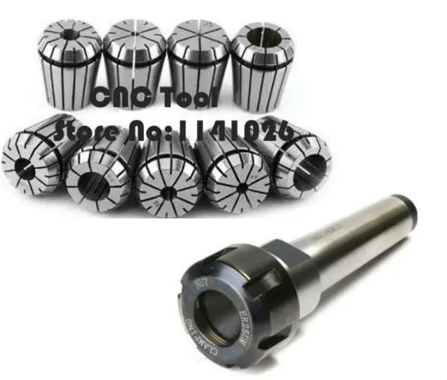 9pcs ER25 Spring Collets + 1PCS MT3 M12 ER25 Collet Chuck Morse Taper Holder For CNC Milling Lathe Tool