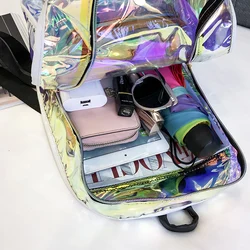 Summer PVC Transparent Backpack For School Student Women's Clear Laser  Color Holographic Female Backpacks B-027