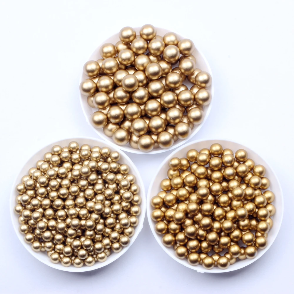 Round Beads Matte Gold Matte Silver 5 6 8mm Classic Resin Pearls No Hole Imitation Rhinestones Used For DIY Crafts Decoration