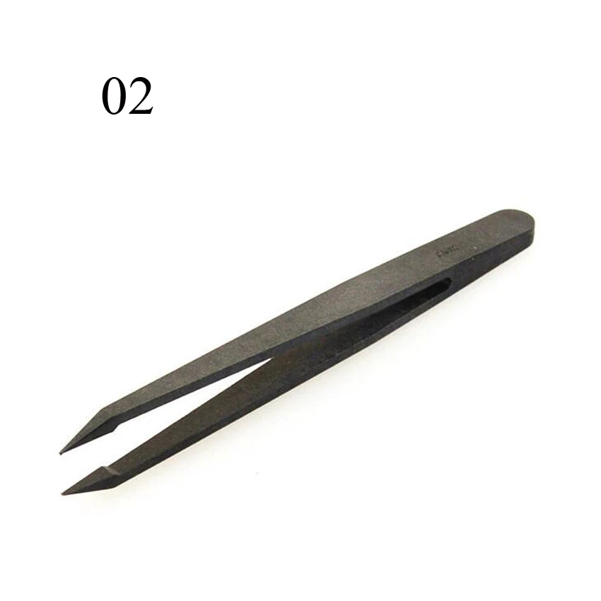 Multifunction Black New Portable Straight Bend Anti-static Plastic Tweezer Heat Resistant Repair Tool Pointed,flat,elbow head