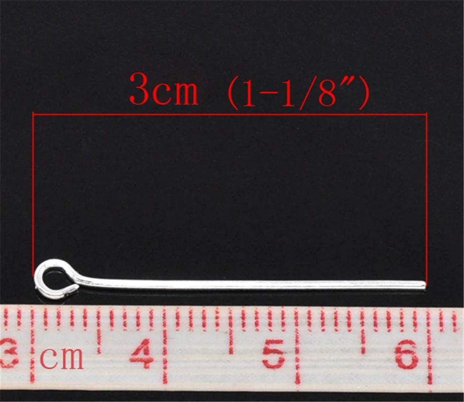 DoreenBeads 450PCs Silver color Eye Pins 30x0.7mm(21 gauge) (B01726), yiwu