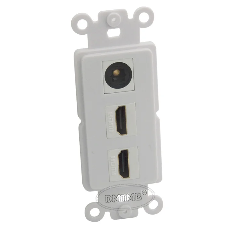 Inner wall plate 2 ports HDMI, 1 port Toslink audio fiber with keystone style and support DIY