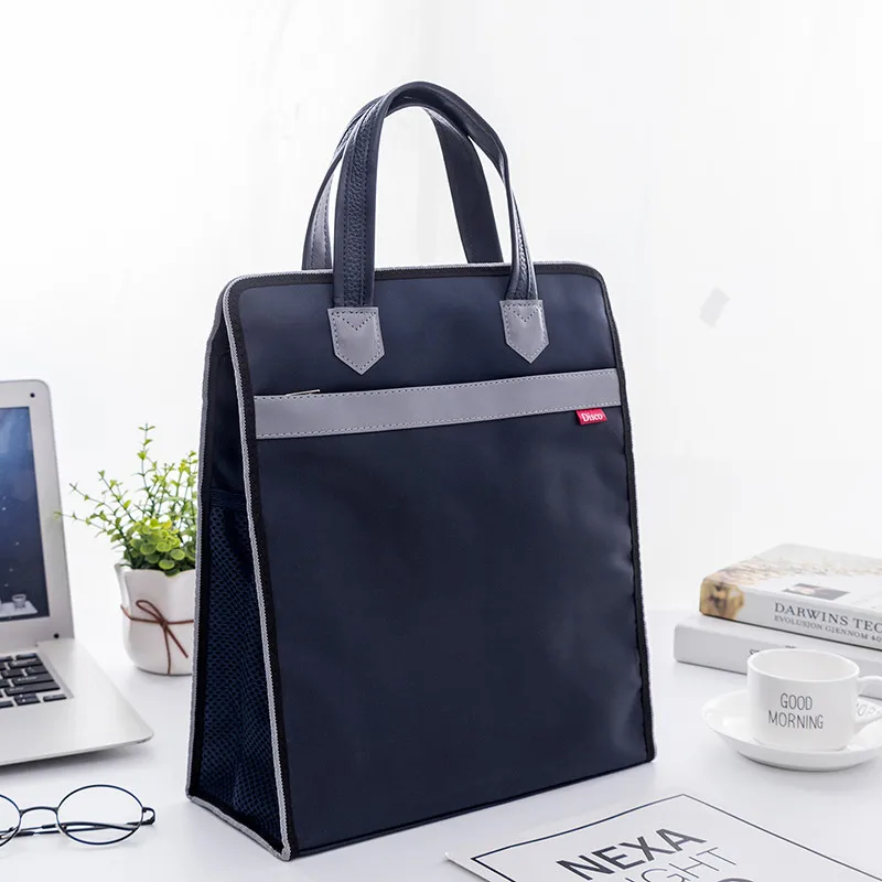 Waterproof A4 Oxford+PU Business Portable Document Bag Laptop Handbag Office Meeting Contract Document Bag Students Tutorial Bag