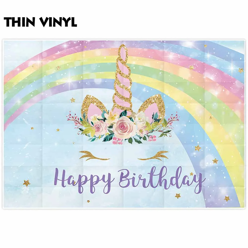 Allenjoy-Fondo de unicornio para fiesta de cumpleaños, telón de fondo de arco iris con purpurina, cielo y Estrella, fotografía de fondo para baby shower, photocall para niños