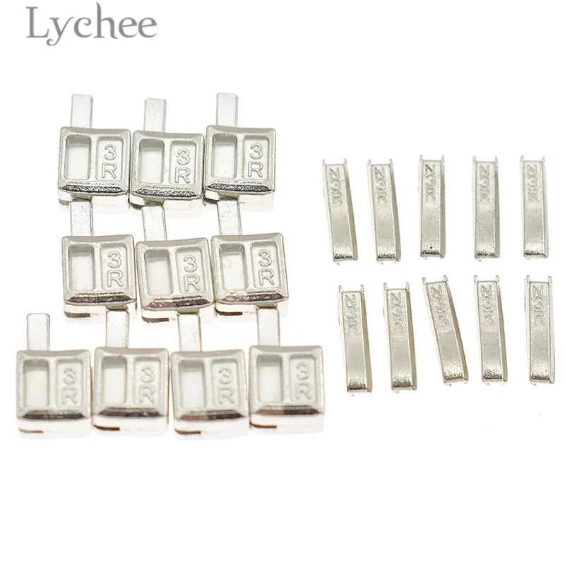 Lychee Life 10 Sets 3# Metal Repair Zipper Stopper Open End Zipper Stopper DIY Sewing Zipper Accessories for Clothes