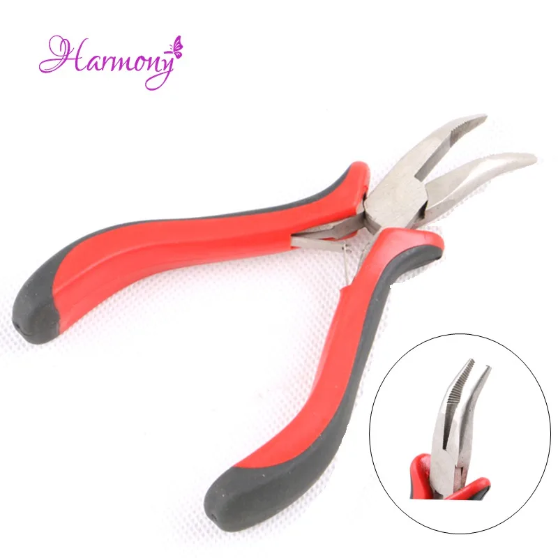 1pcs Black Red With Teeth Hair Extensions Pliers Professional Pliers Pulling Tool For Silicon Micro Rings Beads High Quality