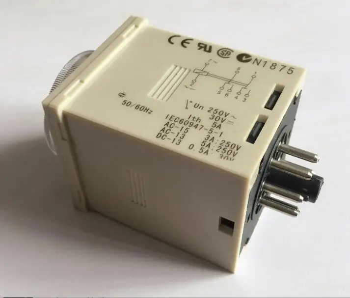 H3CR-A8 time relay 1.2s to 300h 50/60Hz DC12-48V AC100-240V 8PIN with base Power on and off cycle delay time relay