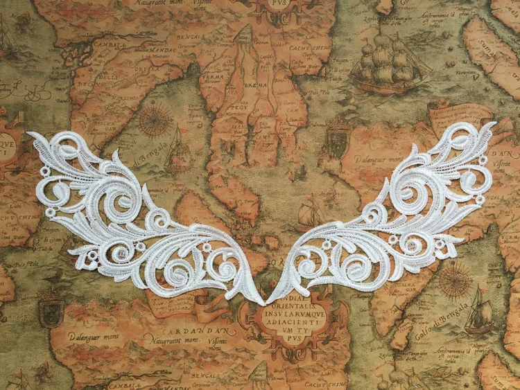 5Pair New Design Lace Wedding Dress Veil Applique Bridal Headdress Collar Lace Fabric Patch Handmade DIY Accessories RS900 — zdjęcie 5