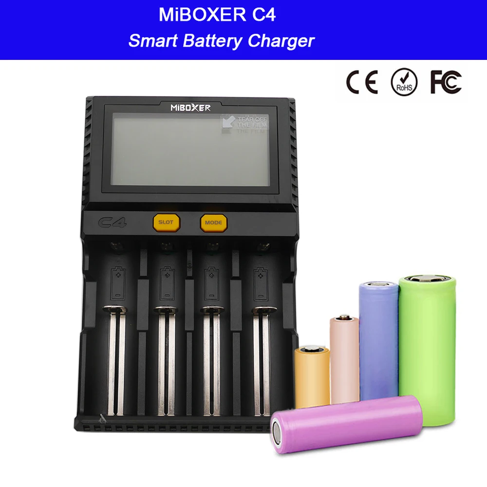 Imagem -02 - Carregador de Bateria Inteligente Lcd Miboxer c4 para Li-ion Imr Icr Lifepo4 18650 14500 26650 21700 Baterias Aaa 100800mah 15a