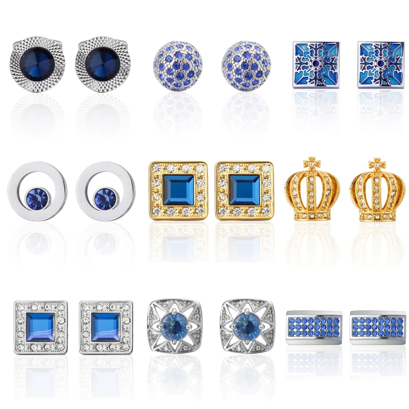 High Quality Cufflinks Classic Fashion blue crystal crown Ball designs material men cufflinks whoelsale&retail