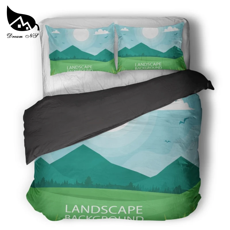 Dream NS Green Pastoral Scenery King Queen Bedding Set Duvet Set Black Bedclothes Pillowcase Customized Home Textiles