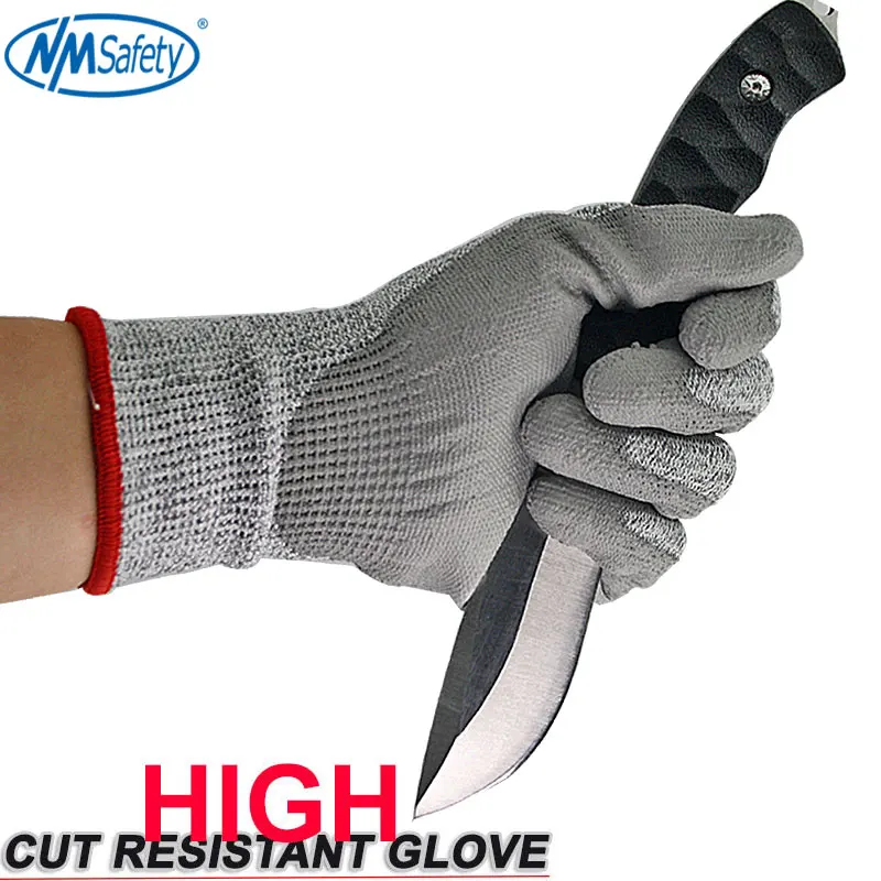 8Pieces/4Pairs Cut Resistant Protective Work Gloves Of HPPE Fiber Cut Level 5 Liner Palm Dipping PU Safety Glove