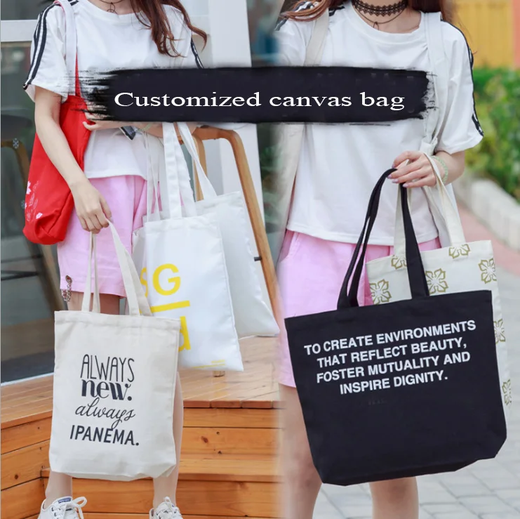 Cartoon hand-painted canvas bag Free doodle cotton shopping bag Spot student canvas bag