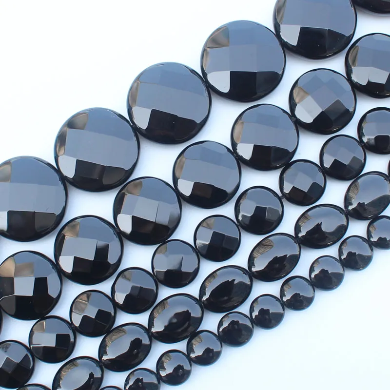 Natural Black Agates onyx Faceted Oval Round 10-25mm beads 15inch , DIY Jewelry Making, pendant,necklace