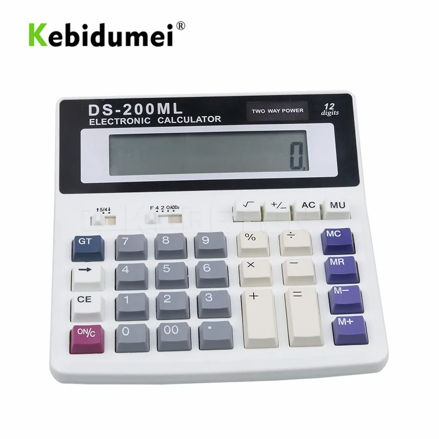 Kebidumei calculadora de escritório, botões grandes, teclas de computador, multifunções, bateria de computador, tamanhos com 12 dígitos