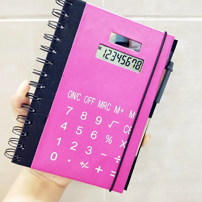 Retro Style Fashion Loose-leaf Spiral Note Book Multi-function Planner Solar Calculator Business Notebook Belt Pen