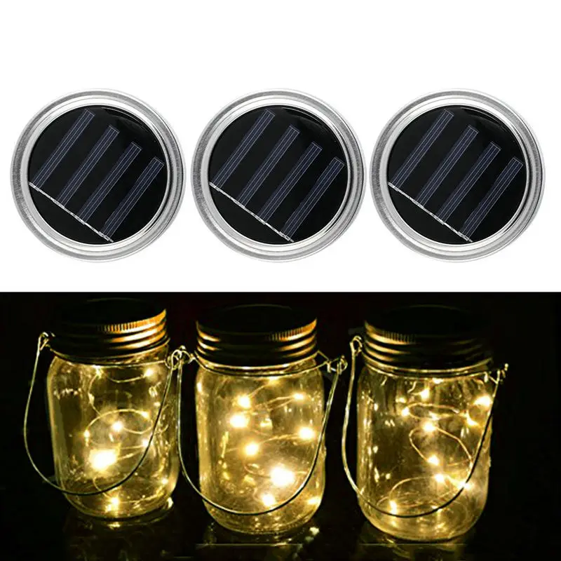 2m 20leds Solar powered Mason Jar Lid Insert fairy string vine light Lantern Patio Garden Bottle Porch night Wedding Party Decor