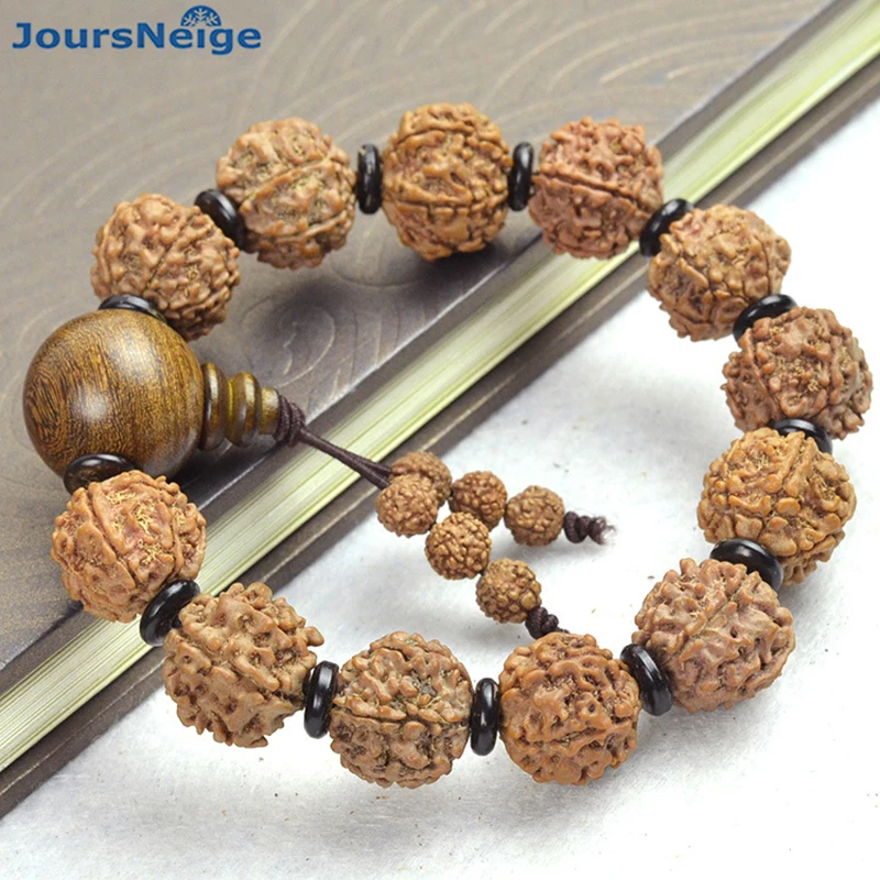 JoursNeige KingKong Bodhi Bracelets Six Valve Beads Size 17mm Round Bodhi Buddha Prayer Japa mala Wood Bodhi Hand String