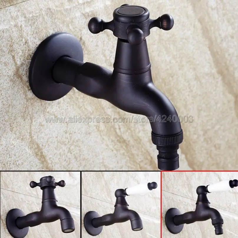 Black Oil Rubbed Bronze Wall Mounted Garden Washing Machine Water Tap Faucet Brass Mop Pool Sink Faucet Water Tap Kav111