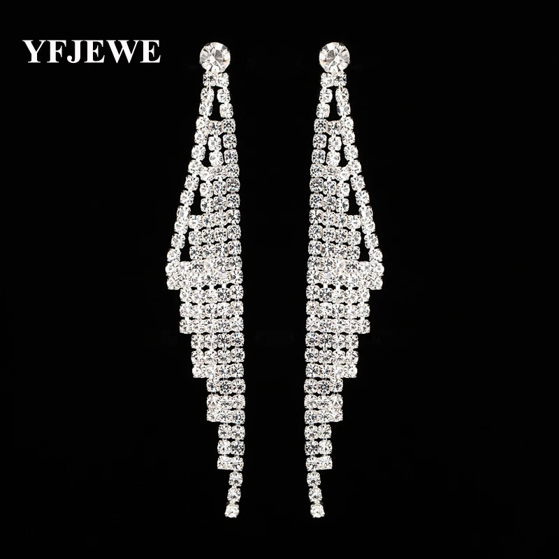 YFJEWE Fashion Brand Jewelry Crystal Drop Earring Women Gold and Silver Color Rhinestone Wedding Bridal Accessories Gift E406