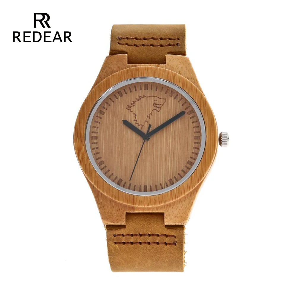 Hot Selling Men watches 2019 Luxury Brand Wooden Watches Wild Wolf Sign Leather Band Quartz Watch Man Design for Lovers