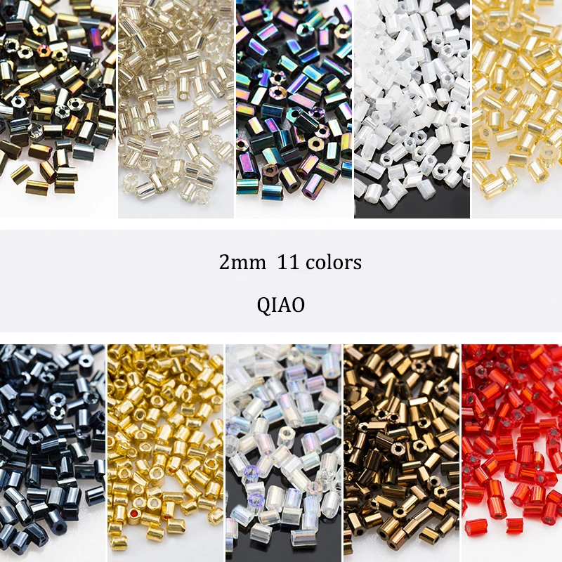 2mm 15g&30g Glass Seed Spacer Beads Crystal Tube Beads For Handmade Making DIY Garment 15g/bottle