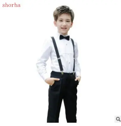 New Christmas knot Big Boys Wedding Overall Suits with Bowtie 2-piece set Boys Uniform Bib Pants Suit Flower Boys Clothing Set