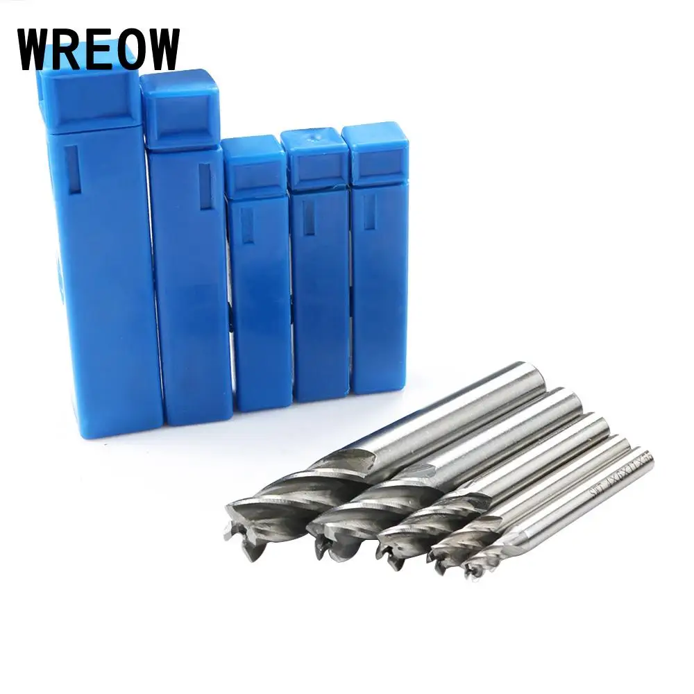 

Metalworking Drilling End Mill 5pcs HSS Straight Shank 4 Flute Milling Cutter Router Drill Bit Tool Set For Steel 4 6 8 10 12 mm