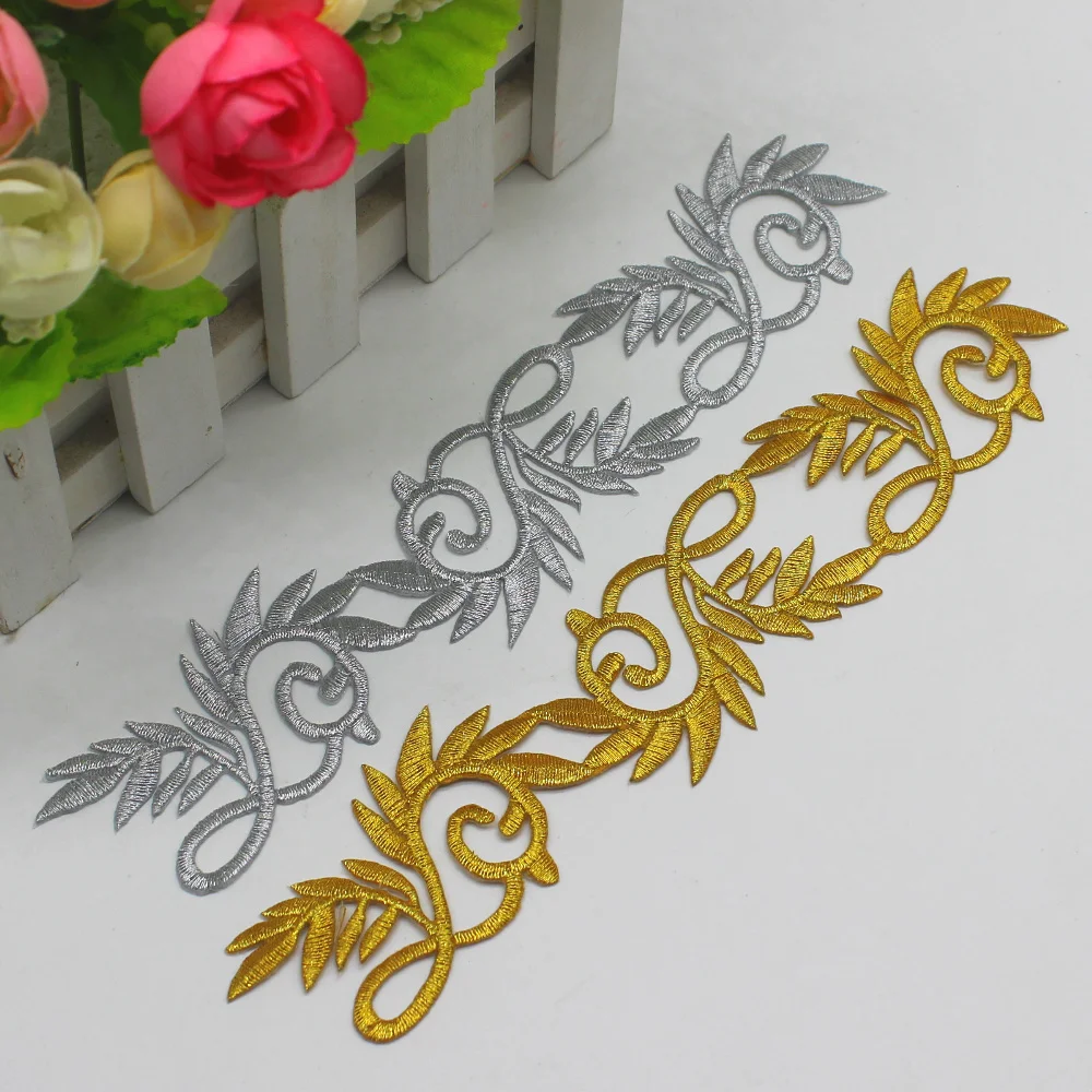 YACKALASI 5 Pieces/Lot Gold Appliqued Iron On Cosplay Costume Iron On Embroidery Gatches 20*4cm