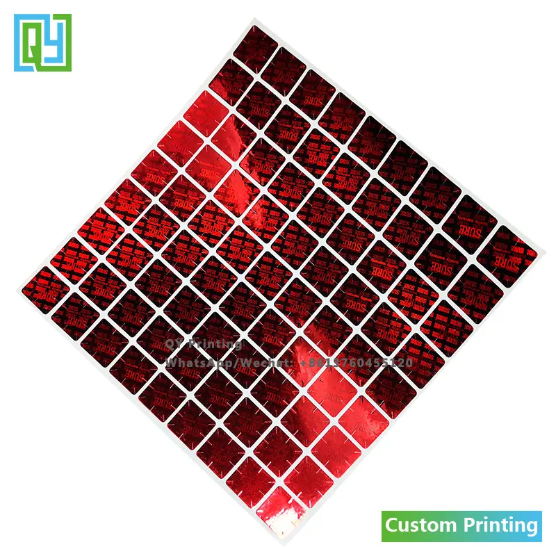 10000 Stuks 16X16Mm Gratis Verzending Custom Made Kwaliteit Garantie 3D Rood Hologram Stickers Leegte Open Beveiliging Sabotage proof Laser Label