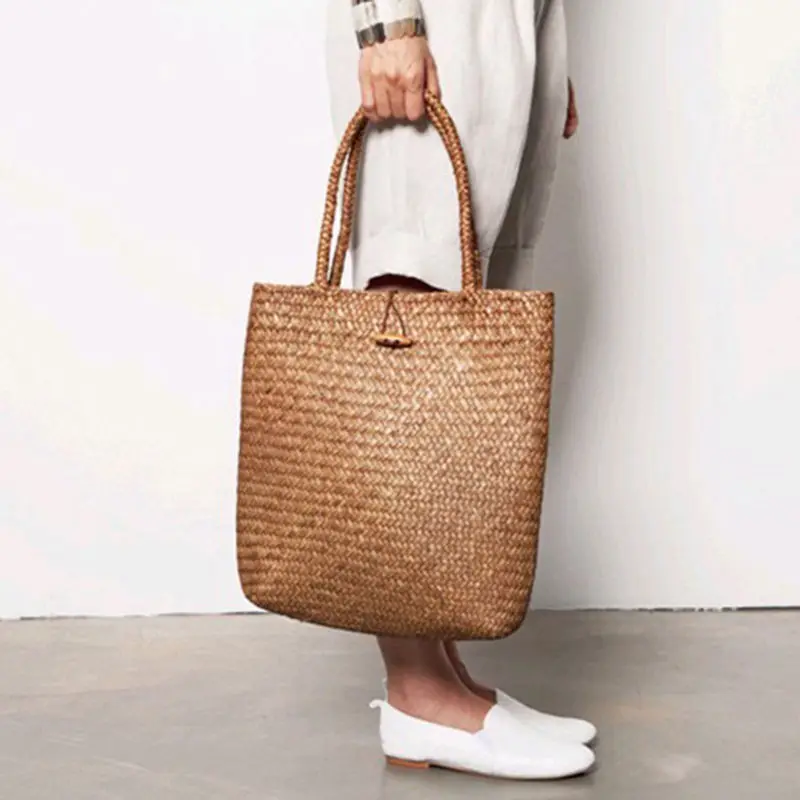 Knitted Straw Bag For Women Tote Summer Bohemia Women\'s Handbags Solid Shoulder Beach Bag Shopping