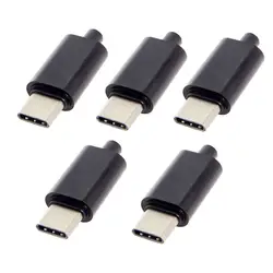 CY 5pcs/lot DIY 24pin USB Type C USB-C Male OTG Host Type 5.1k Resistor with Black Housing Cover