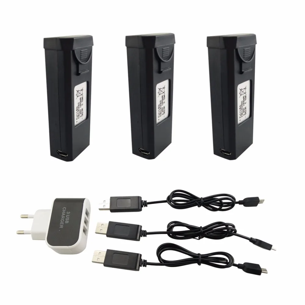 3PCS 3.85V 1800mah Lithium Battery with 3-in-1 EU Charger for VISUO XS809S UAV Lithium Battery