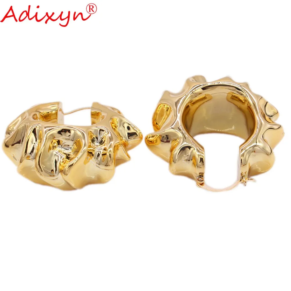 

Adixyn Rose Gold Color Earrings for Women Luxury Big Plus Hoop Earrings Spiral India Bridal Wedding Jewelry N10221