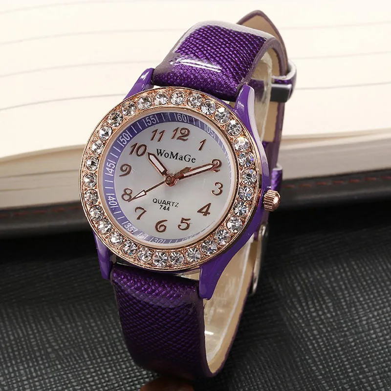 New Women Watches Crystal Watches Ladies Watches WOMAGE Fashion Casual Quartz Watch Leather Band montre femme 2020 reloj mujer