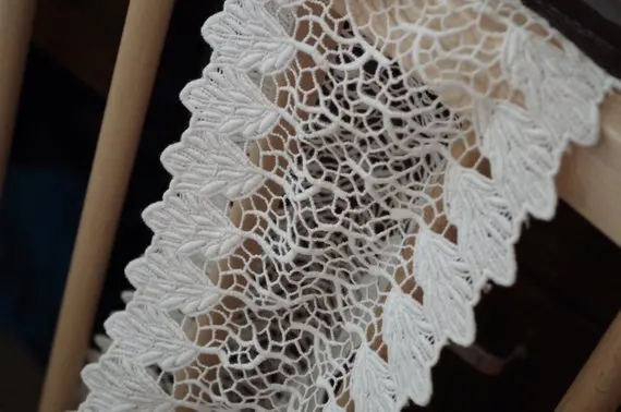 5 YARDS Off White Cotton Lace Trim  Vintage Cotton Guipure Trim Lace Border Cotton Lace Trim With Double Motif